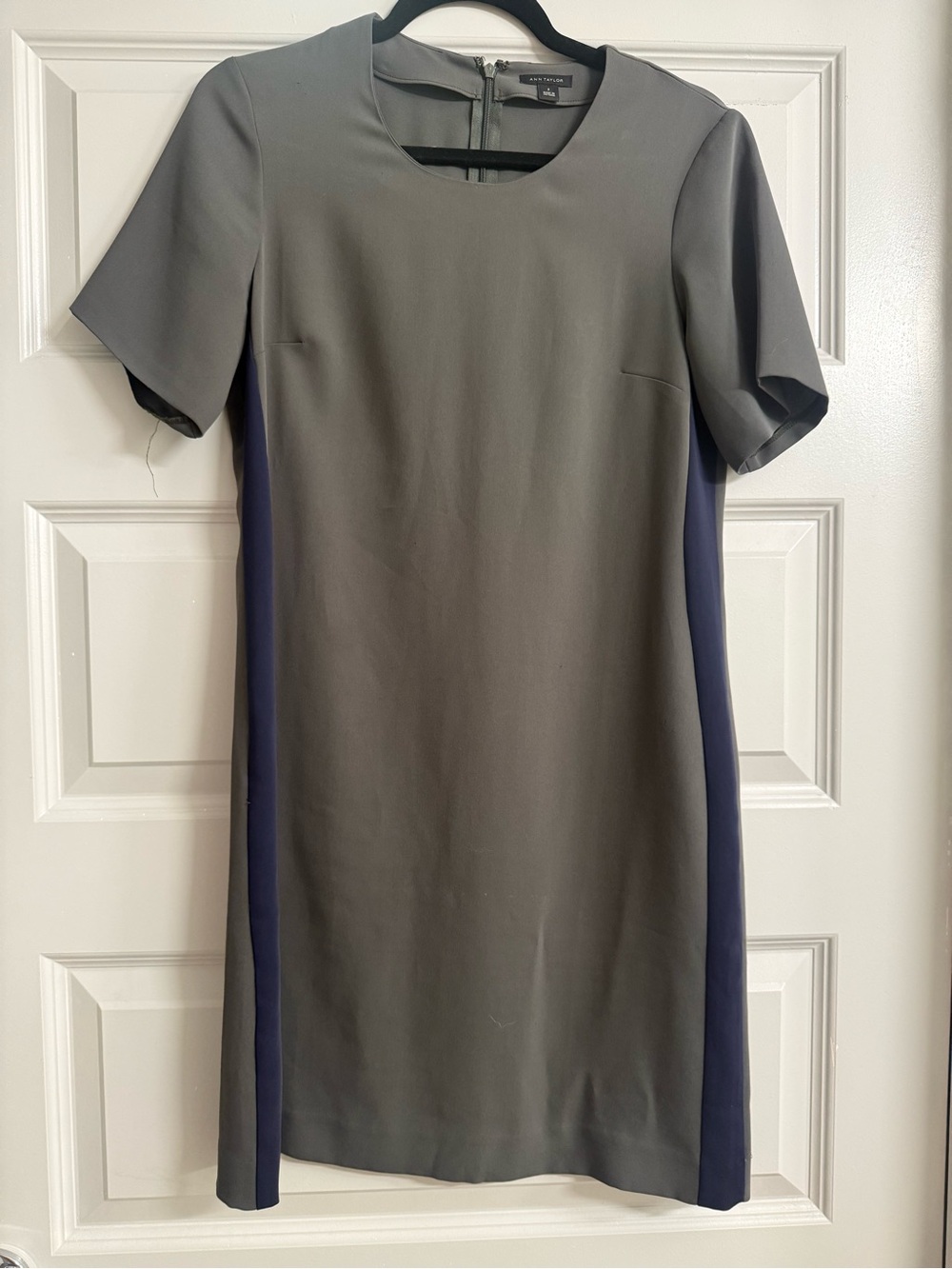 Ann Taylor Olive Shift Dress with Navy Side Panels